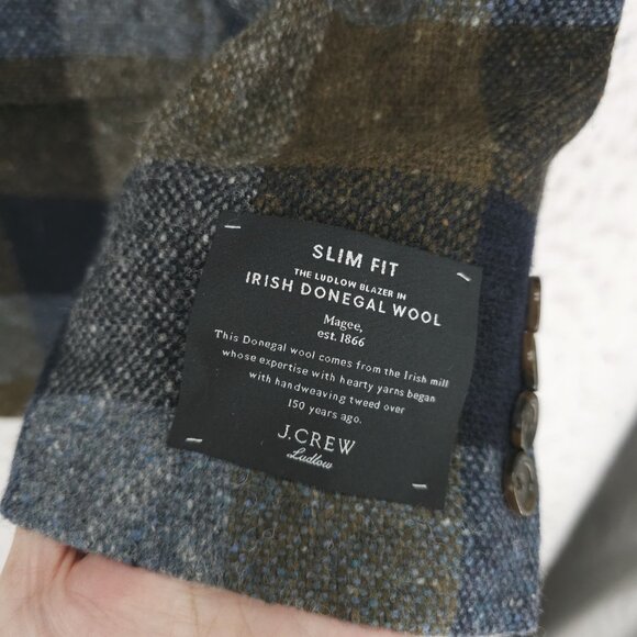 J CREW Ludlow Blazer Magee Donegal Irish Wool Tweed Slim Fit Check NWOT Size 36S - Picture 6 of 11